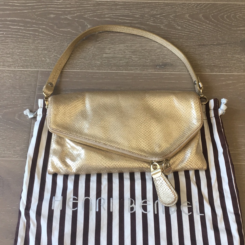 Henri Bendel gold evening bag
